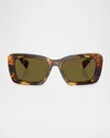 Miu Miu Mu 07ys Logo Acetate Rectangle Sunglasses In Blond Hav