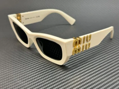 Pre-owned Miu Miu Mu 09ws 1425s0 White Grey Women's 53 Mm Sunglasses In Gray