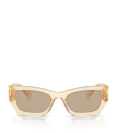 Miu Miu Burberry Printed Canvas Medium Highlands Handbag In Gold