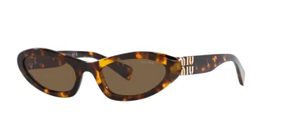 Pre-owned Miu Miu Mu 09ys Honey Havana/dark Brown (vau0/6b) Sunglasses
