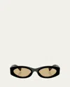 Miu Miu Mu 11ws Acetate Oval Sunglasses In Black