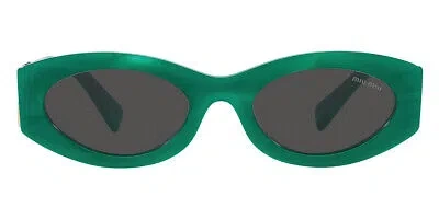 Pre-owned Miu Miu Mu 11ws Sunglasses Women Green Dark Gray Oval 54mm 100% Authentic