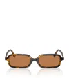 Miu Miu 0mu 11zs Miu Regard Rectangular Honey Havana Sunglasses In Brown