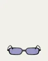 Miu Miu Mu 11zsf Acetate Rectangular Sunglasses In Black