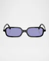 Miu Miu Mu 11zsf Acetate Rectangular Sunglasses In Black