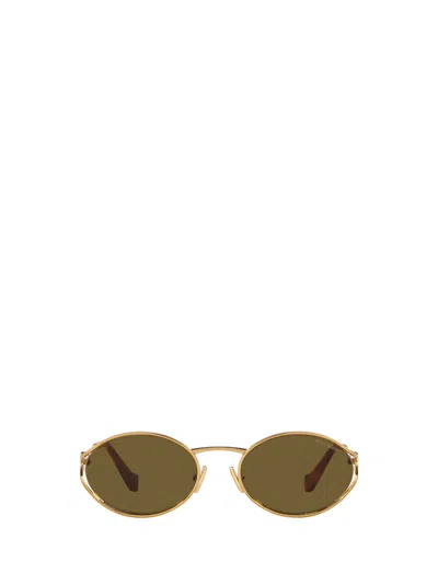 Miu Miu Mu 52ys Brass Gold Sunglasses In Brown