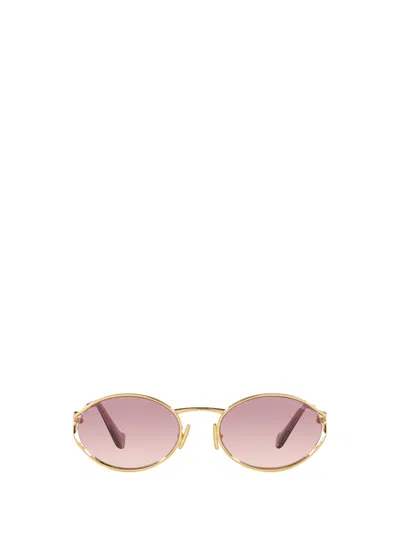 Miu Miu Womens Gold Mu 52ys Round-frame Tinted-lens Metal Sunglasses In Brown Gradient Violet