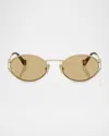 Miu Miu Mu 52ys Metal Oval Sunglasses
