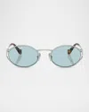 Miu Miu Mu 52ys Metal Oval Sunglasses