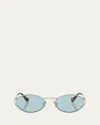 Miu Miu Mu 52ys Metal Oval Sunglasses