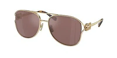 Pre-owned Miu Miu Mu 52zs Zvn70d Pale Gold Brown Mirr Int Violet 58 Mm Women's Sunglasses In Brown Mirr Silver Int Violet
