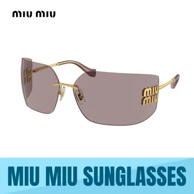Pre-owned Miu Miu Mu 54ys 5ak06i Gold-light Purple Brown Lens Sunglasses 80mm Authentic