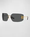 Miu Miu Mu 54ys 80 Rimless Titanium Wrap Sunglasses In Dark Grey