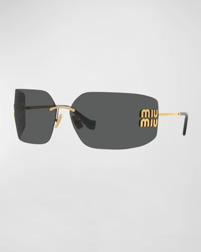 MIU MIU MU 54YS 80 RIMLESS TITANIUM WRAP SUNGLASSES