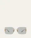 Miu Miu Mu 54ys 80 Rimless Titanium Wrap Sunglasses In Gray