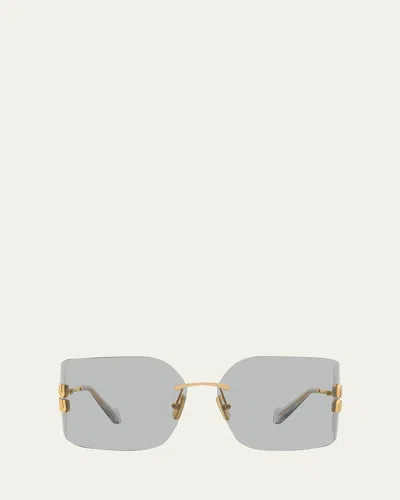 Miu Miu Mu 54ys 80 Rimless Titanium Wrap Sunglasses In Gray