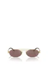 Miu Miu Logo-lettering Oval-frame Sunglasses In Pale Gold