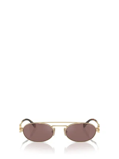 Miu Miu Miu Mens Gold Mu 54zs Oval-frame Metal Sunglasses