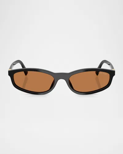 Miu Miu Mu A06sf Oval Sunglasses In Brown