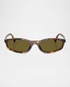 Miu Miu Mu A06sf Oval Sunglasses In Dark Brown