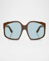 Miu Miu Womens Brown Mu A07s Irregular-frame Acetate Sunglasses In Brown