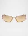 Miu Miu Womens Gold Mu A50s Oval-frame Metal Sunglasses In Gold