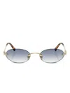 Miu Miu Logo Metal Oval Sunglasses In Gold