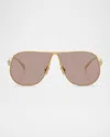 Miu Miu Mu A56s Metal Aviator Sunglasses In Brown