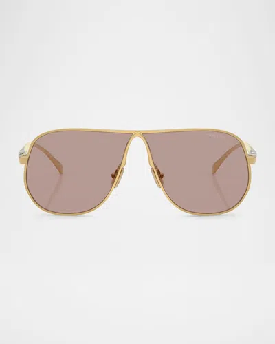 Miu Miu Mu A56s Metal Aviator Sunglasses In Brown