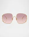 Miu Miu Mu A57s 57mm Gradient Square Sunglasses In Gold