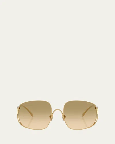 Miu Miu Mu A57s Metal Square Sunglasses In Gold