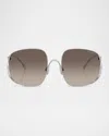 Miu Miu Mu A57s 57mm Gradient Square Sunglasses In Gray