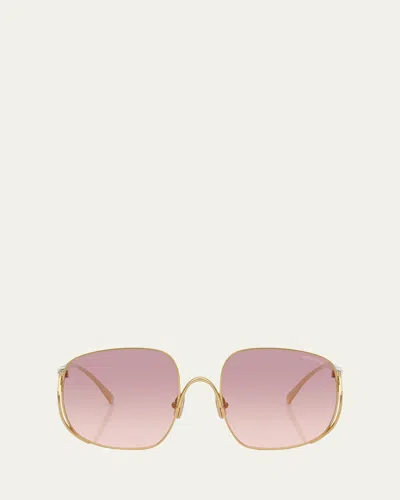 Miu Miu Mu A57s Metal Square Sunglasses In Yellow Pink