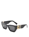 Miu Miu Logo Rectangle Acetate Sunglasses In Black