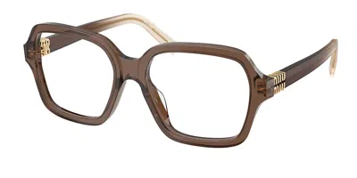 Miu Miu Mu03yvf Asian Fit 23h1o1 Women's Glasses Brown Size 54 - Free Lenses - Blue Light Block Available In Metallic