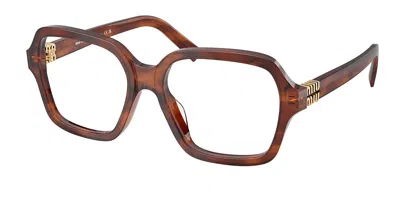 Miu Miu Mu03yvf Asian Fit 26e1o1 Women's Glasses Brown Size 54 - Free Lenses - Blue Light Block Available In Gold