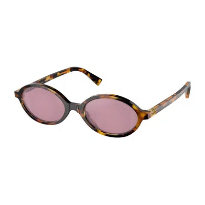 Miu Miu Mu04zsfvau07f Oval Tortoiseshell Sunglasses In Blue