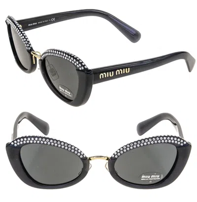 Pre-owned Miu Miu Mu05ws Opal Gray Crystal Strass Rock Oval Fashion Sunglasses 05w