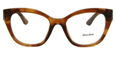 Miu Miu Mu05xv 11q1o1 Women's Glasses Brown Size 54 - Free Lenses - Blue Light Block Available In Transparent Striped Tobacco Brown