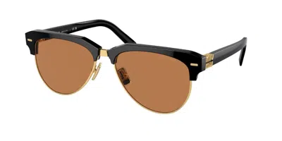 Miu Miu Mu09zs 1ab2z1 Women's Sunglasses Gold Size 57 In Brown