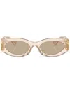 Miu Miu Logo Oval Acetate Sunglasses In Neutrals