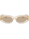 Miu Miu Logo Oval Acetate Sunglasses In Sand Transparent