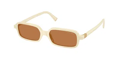 Miu Miu Mu11zs 21d90q Occhiali Da Sole Bianchi Per Donna In Brown