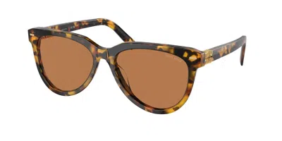 Miu Miu Mu12zs Vau01t Women's Sunglasses Tortoiseshell Size 56 In Honey Yellow Tortoise