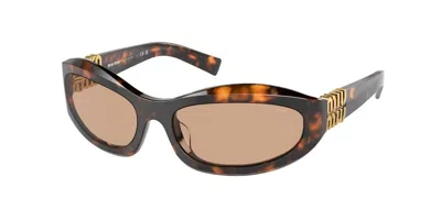 Miu Miu Mu14zsf Asian Fit 14l90h Women's Sunglasses Tortoiseshell Size 61 In Brown