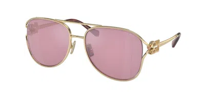 Miu Miu Mu52zs Zvn50d Women's Sunglasses Gold Size 58 In Pink
