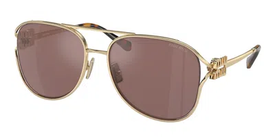Miu Miu Mu52zs Zvn70d Women's Sunglasses Gold Size 58