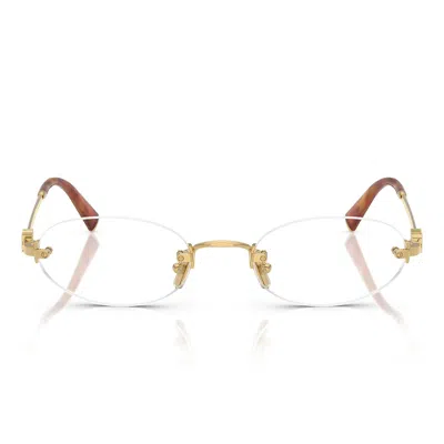 Miu Miu Mu53 Wv 5 Ak1 O1 Women's Eyeglasses Gold/transparent In Metallic