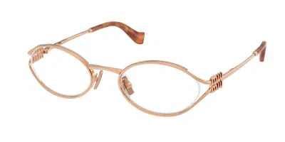 Miu Miu Mu53zv Zvf1o1 Women's Glasses Gold Size 49 - Free Lenses - Blue Light Block Available In Rose Gold