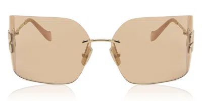 Miu Miu Mu54ys Zvn20f Women's Sunglasses Gold Size 80 In Brown